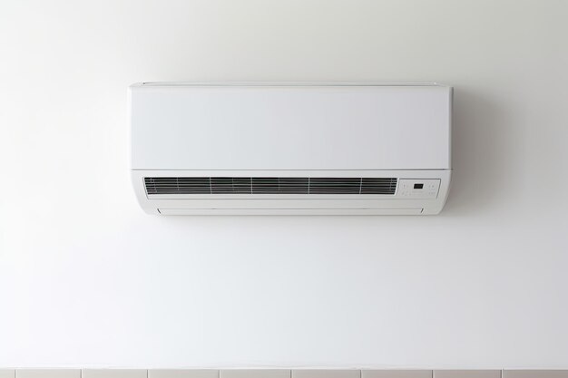Foto effiziente kühlung. atemberaubendes foto einer klimaanlage, die elegant an einer weißen wand montiert ist