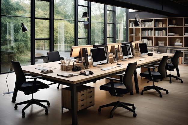 Eficiencia Elegancia Estación de trabajo elegante Solución fotografía de escritorio de oficina