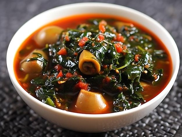 Efo riro sopa de verduras nigeriana de cerca Ai Generative