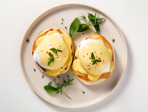 Eggs Benedict mit Sauce Hollandaise und pochierten Eiern