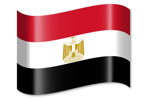 Egipto ondeando la bandera del país sobre fondo blanco.