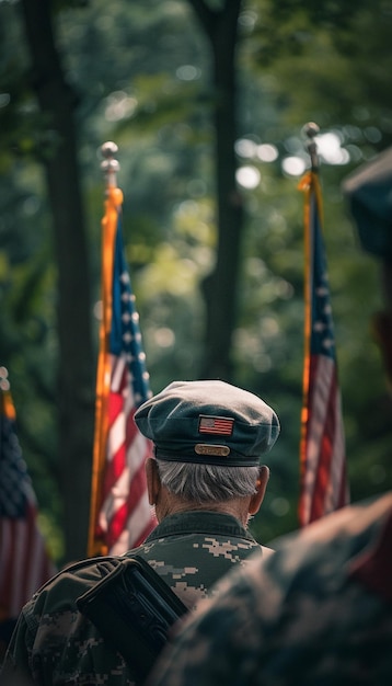 Foto ehrenwerte menschen veteranentag gedenktag soldaten und tarnung militärische kleidung