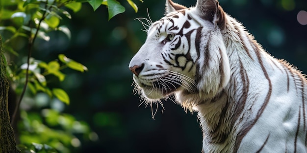 Ehrfurchtgebietender weißer Tiger im Dschungel