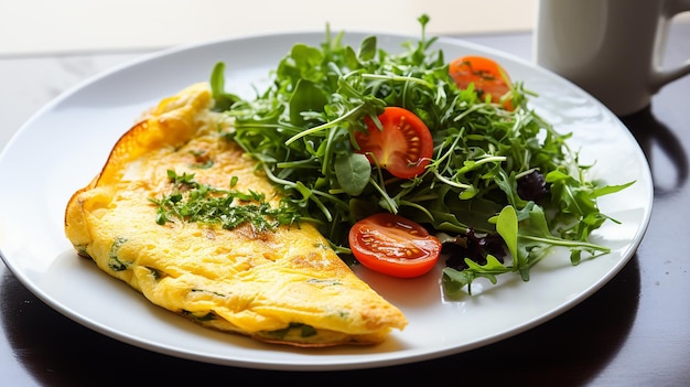 Foto ei-omelette mit schinken und tomaten