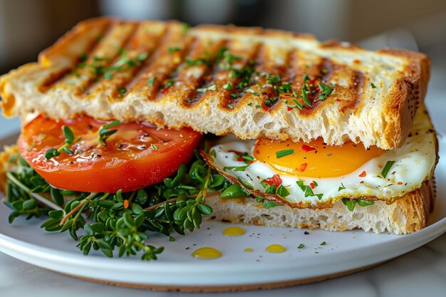 Ei- und Tomaten-Panini mit Petersilie-Sprinkles Klassisches Frühstück neu gestaltet