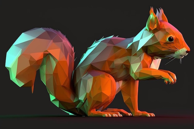 Eichhörnchen Geomatrick Lowpoly leuchtende Tapete ai generierte Kunst