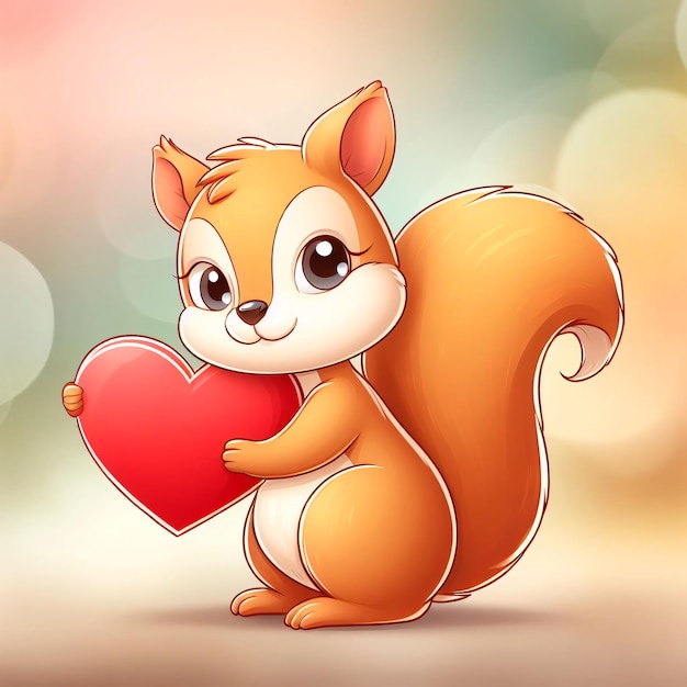 Eichhörnchen-Tier mit einer roten Herz-Liebeskarte Illustration