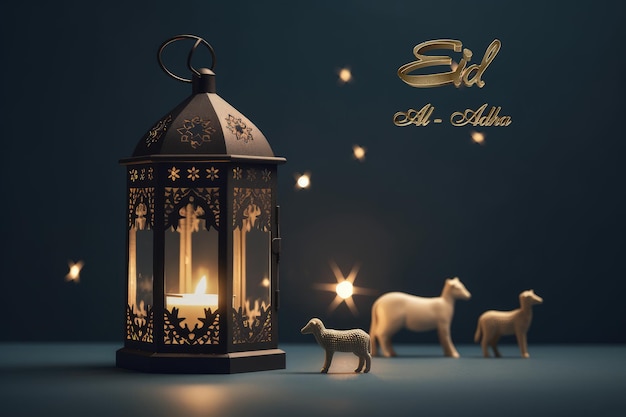 Eid Al Adha Banner Design Fundo árabe islâmico para o festival da comunidade muçulmana feriado muçulmano Ramadan Raya Hari EidalAdha e Mawlid Generative AI