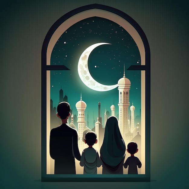 Eid Al Adha Banner Design Ilustração ovelha sacrificial Generative Ai