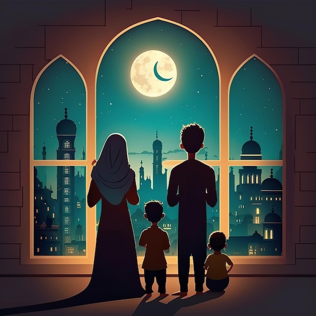 Eid Al Adha Banner Design Ilustração ovelha sacrificial Generative Ai