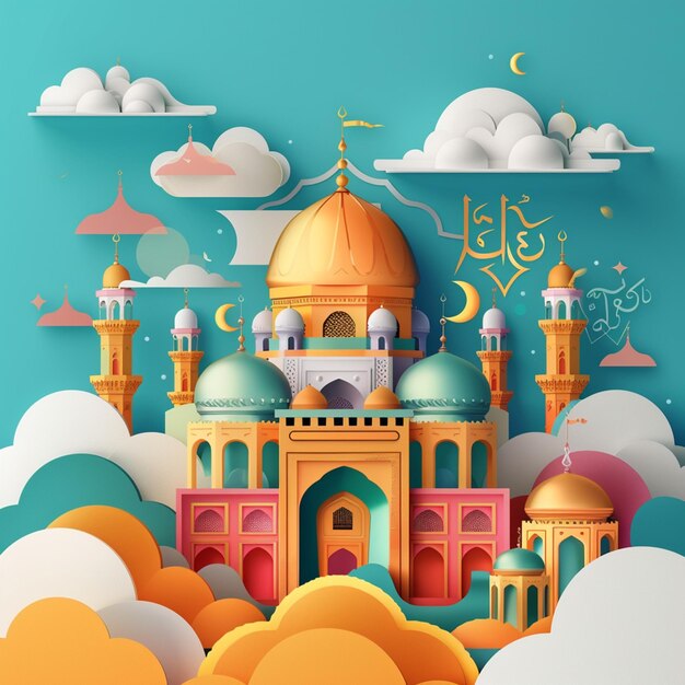 Eid Al Adha Banner Design Vector Ilustração Islâmica e Árabe Background para Comunidade Muçulmana