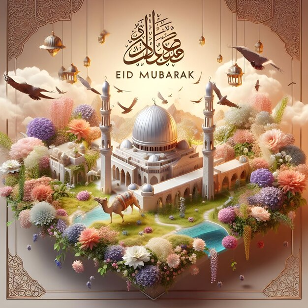 Foto eid al adha eid mubarak desenho de cartão de saudação