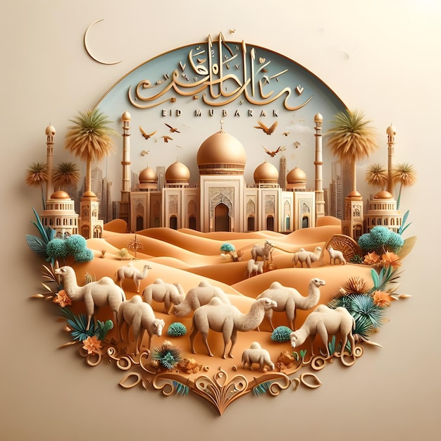 Foto eid al adha eid mubarak desenho de cartão de saudação