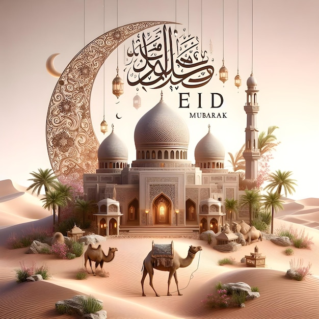 Foto eid al adha eid mubarak desenho de cartão de saudação