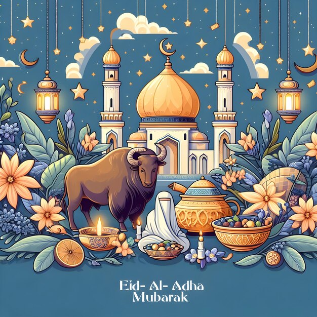 Foto eid al adha en el fondo