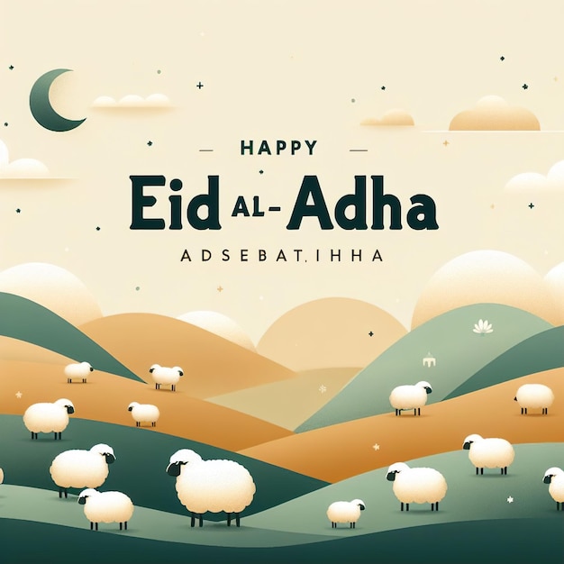 Eid al adha grupo de diseño ovejas