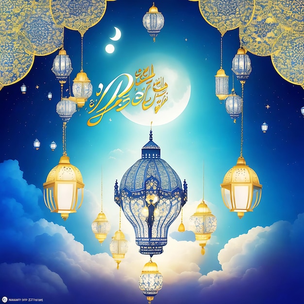 Eid al Adha islamischer Gruß Social-Media-Banner-Hintergrund, ai generiert