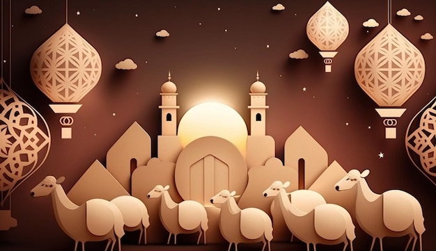 Eid al Adha islamisches Festival wünscht Hintergrund