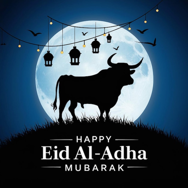 Foto eid al adha mubarak banner de redes sociales y generador de plantillas de ai para publicaciones