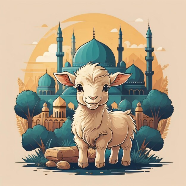 Eid al Adha Mubarak Hintergrund Illustration Kopie Raum Hintergrund generative Ai