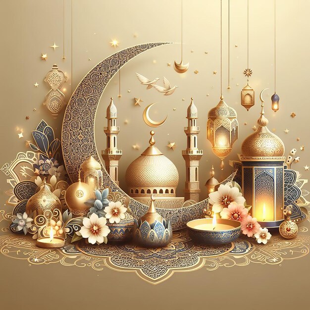 Eid al-Adha Mubarak islâmico fundo decorativo AI gerado