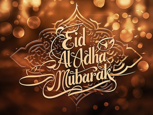 Eid al Adha mubarak Kalligraphie-Design mit hellem Hintergrund