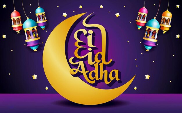 Eid al-Adha Mubarak Ramadan Kareem Text-Vektor-Illustration Generator von Ai