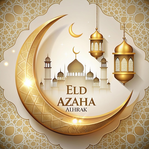 Eid Al Azha Mubarak Festival islamischer Hintergrund isoliert auf weißem Hintergrund islamische Neujahrsillustration