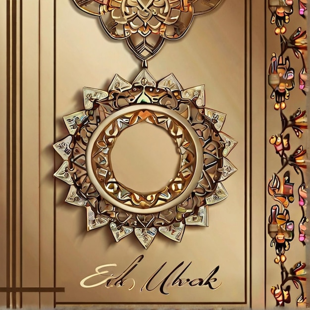 Eid al fitr 3D-Lampe und Moschee mit 3D-Mond mit schöner Nacht Eid Mubarak Hintergrund