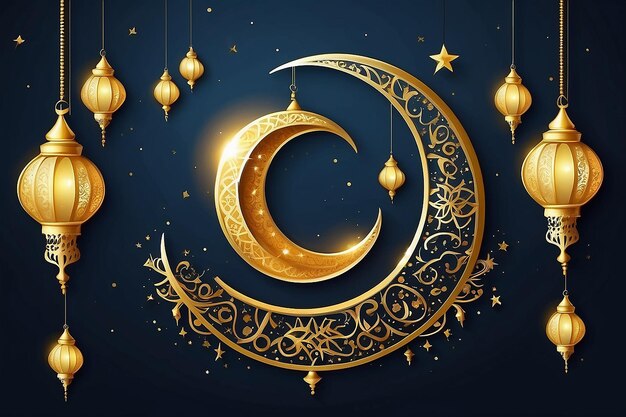 Eid al Fitr Feriado islâmico Festa muçulmana Eid Mubarak Ramadan Kareem Eid Said Crescente de Ouro Felegree