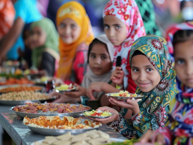 Eid al-Fitr festa da comunidade final alegre do Ramadão lua avistada