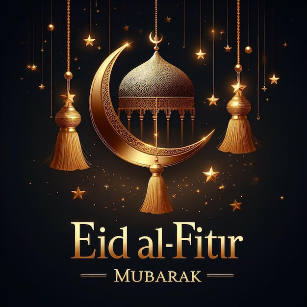 Eid al Fitr Mubarak desenho de cartão de saudação Ramadan Kareem fundo