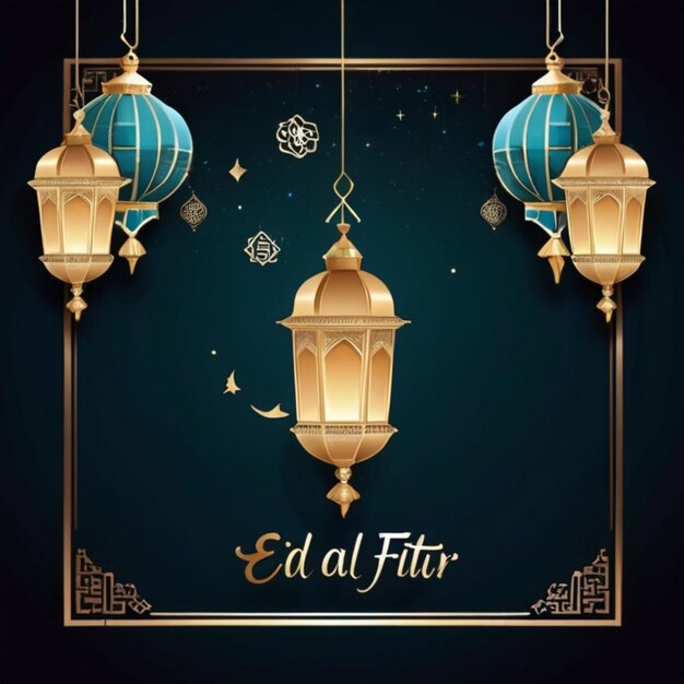 Eid al-Fitr Poster Vorlage Laterne Hintergrund Nacht Design