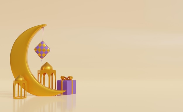 eid al fitr und eid al adha 3d-illustration mit kopierraum idul fitri und idul adha