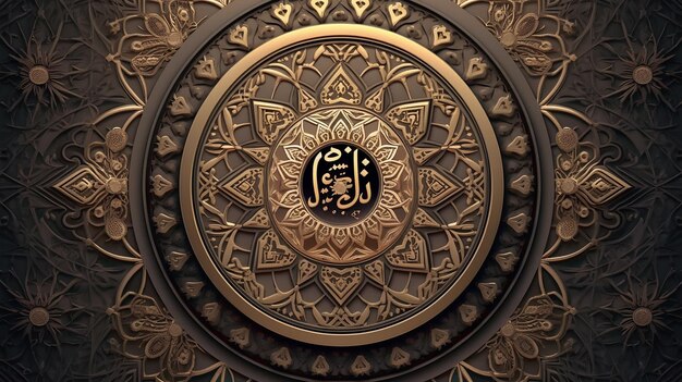Eid alAdha Mubarak em tipografia árabe com ornamento islâmico