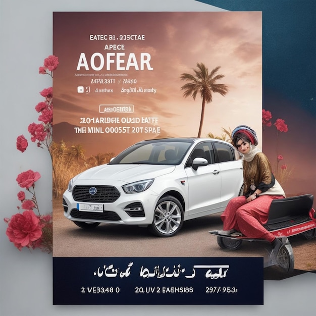 Eid especial de aluguel de automóveis uma venda de automóveis desconto oferta de mídia social post design