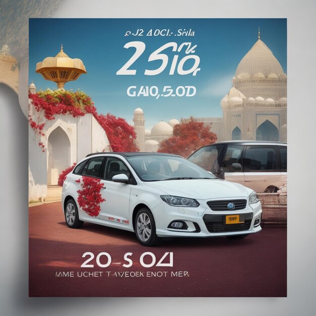 Foto eid especial de aluguel de automóveis uma venda de automóveis desconto oferta de mídia social post design