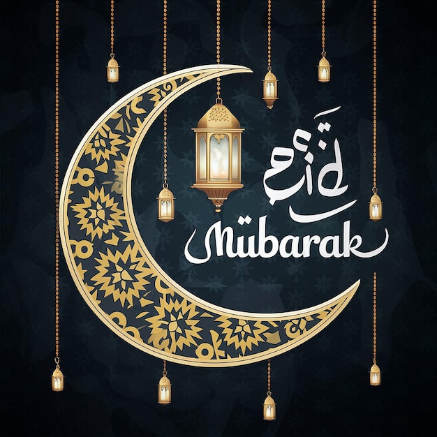 Eid-Grüßkarte mit dekorativem Halbmond