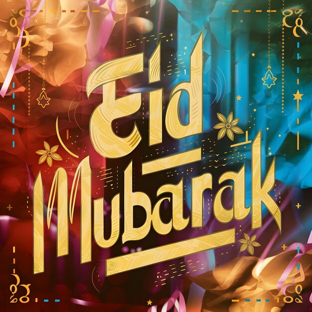 Foto eid mubarak auf einem plakat geschrieben