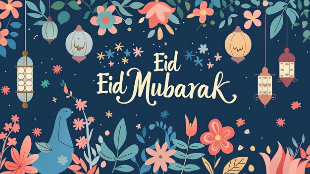 Eid Mubarak Caligrafia Elegança floral