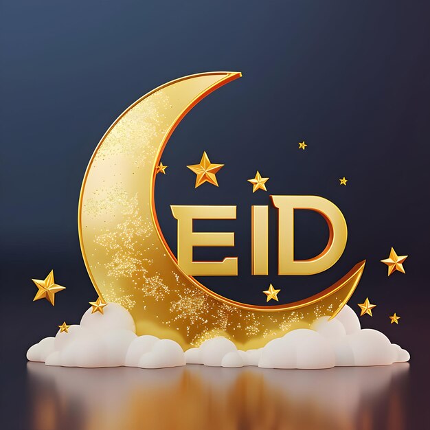 Eid Mubarak colorido efecto de neón fuente 3d para la feliz celebración de Eid Mubarik