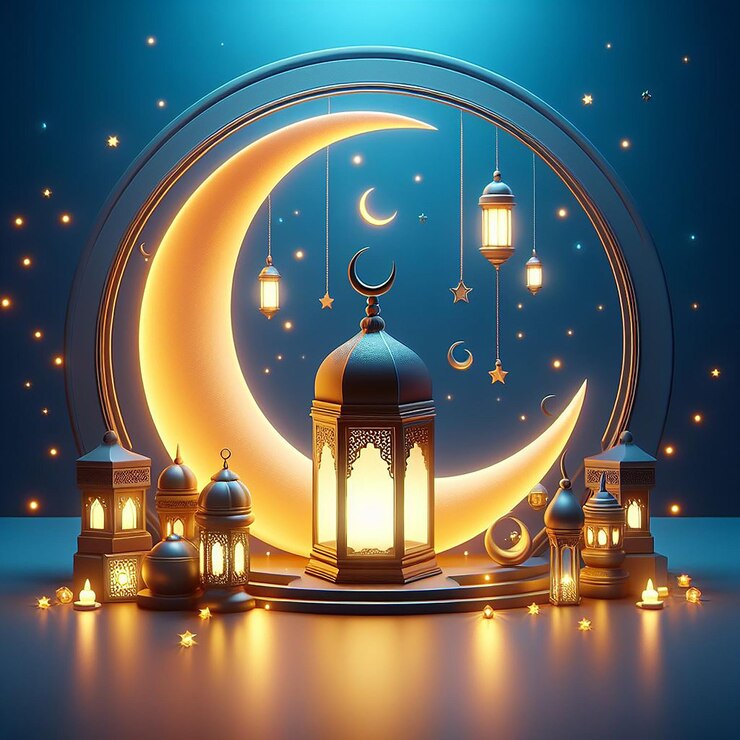 Eid Mubarak Diseño de anuncios creativos para ilustración 3D de redes sociales