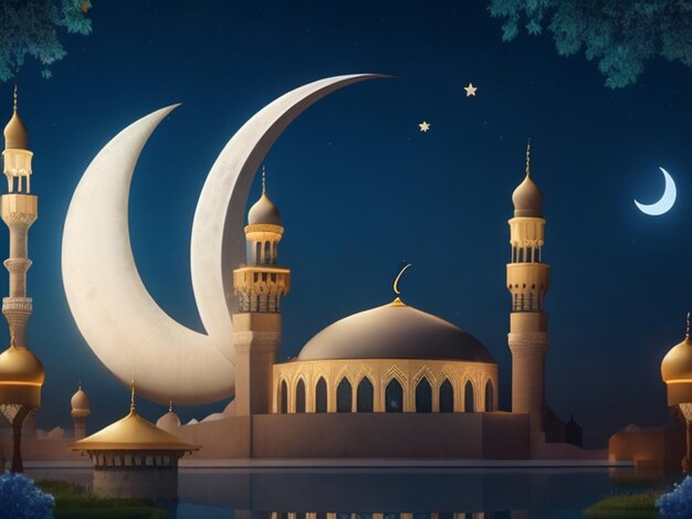 Eid Mubarak Eid el Adha lámpara de la mezquita musulmana islámica Ilustración del Ramadán