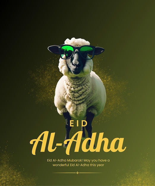 eid mubarak eid al adha banner ou pôster com ovelhas usando óculos feliz eid ul adha mubarak 9