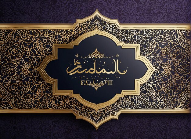 Eid Mubarak ein gold-schwarzes islamisches Design mit einem Blumenmuster