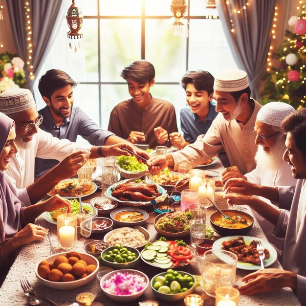 Foto eid mubarak con la familia en su ciudad natal