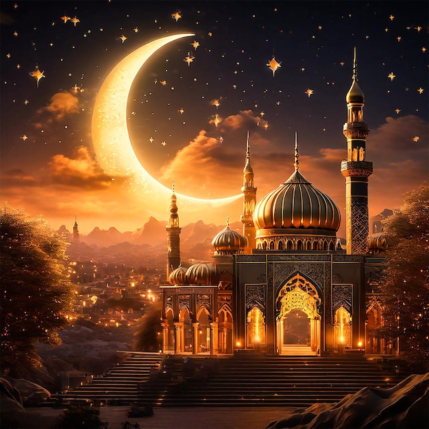 Eid Mubarak farbenfroher Luxus Islamische Moschee Hintergrund