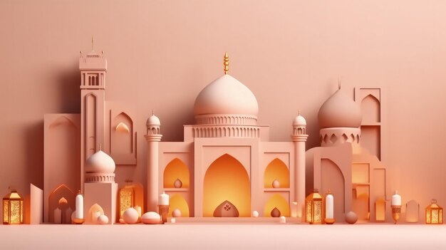 Eid Mubarak Feiertagshintergrund Illustration AI GenerativexD