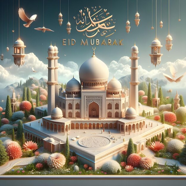 Eid Mubarak Festival Islâmico Cartão de saudação Social Media Post Design