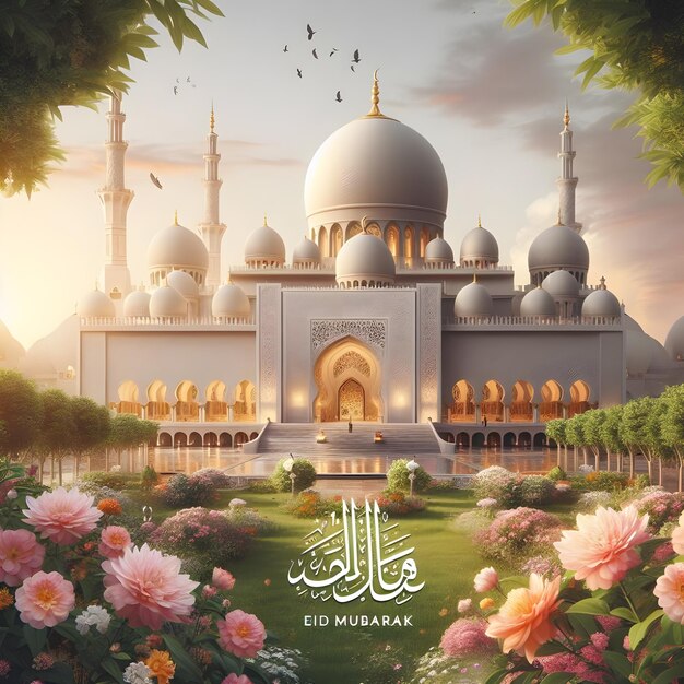 Eid Mubarak Festival Islámico Tarjeta de felicitación Diseño de publicaciones en las redes sociales